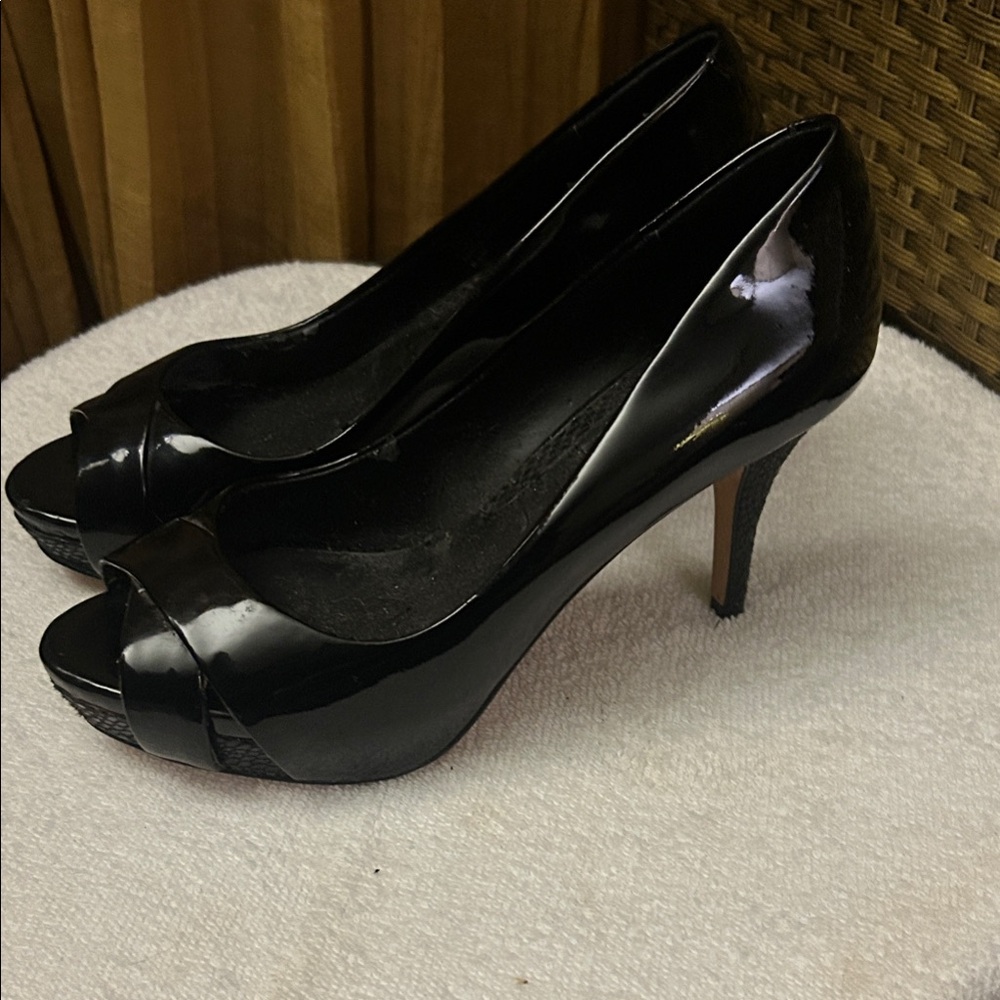 White House Black Market Animal Print Wedge Heels